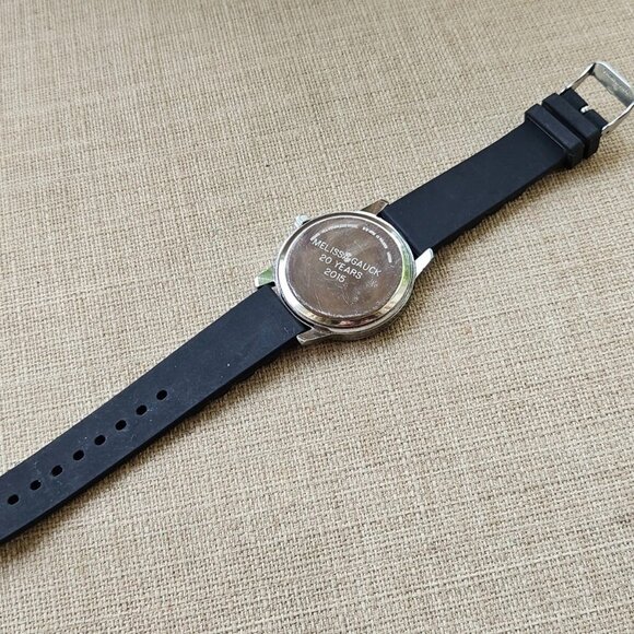 Remix Unisex Wristwatch Quartz Analog Silver Tone case Black Rubber Strap Watch - Picture 9 of 11